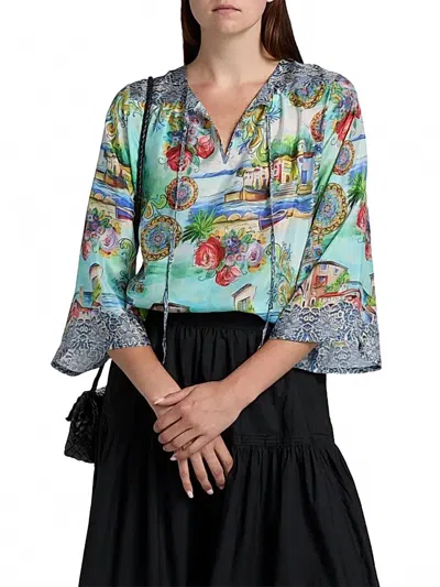 Johnny Was Lepin Flowy Blouse In Christy In Green