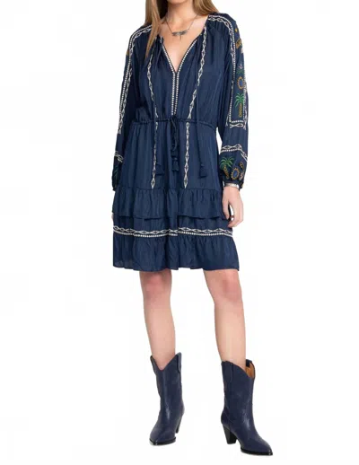 Johnny Was Lexie Tiered Mini Dress In Dress Blues