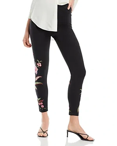 Johnny Was Libbi Floral Embroidered Ankle Leggings In Black