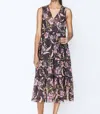 Johnny Was Libbi Tiered Midi Dress In Black Multi In Multi