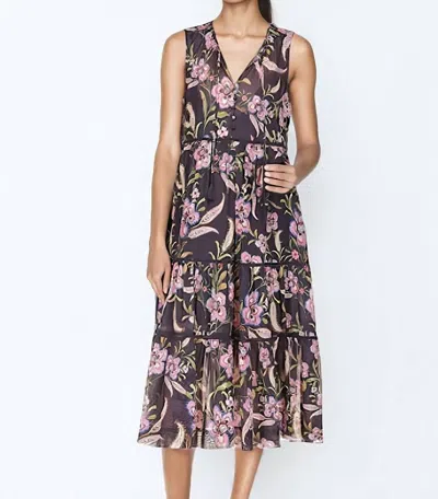 Johnny Was Libbi Tiered Midi Dress In Black Multi