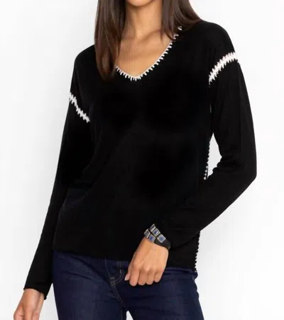 Johnny Was The Chenille Classic Whipstitch Pullover In Black