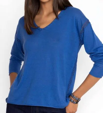 Johnny Was Lightweight Whipstitch Pullover In Electric Blue