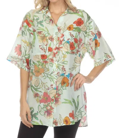 Johnny Was Liliana Silk Oversized Weekend Tunic Top In Mutlicolor In Multi