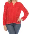 Johnny Was Lily Crane Blouse In Haute Red In Red
