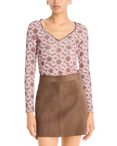 Johnny Was Lindey Wide V Neck Long Sleeve Top In Multi