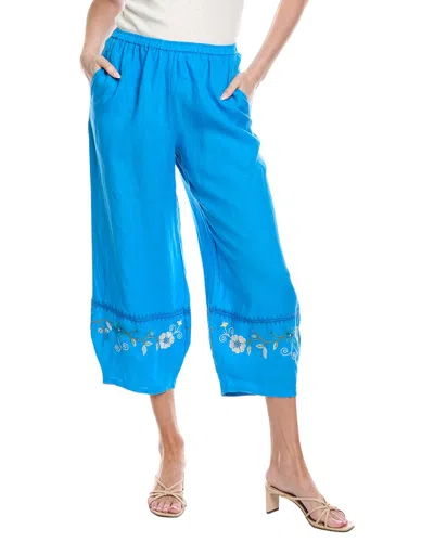 Johnny Was Linen Barrel Pant In Blue