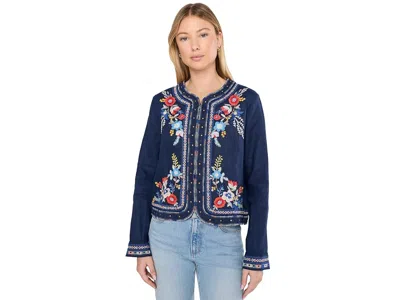 Johnny Was Linen Bolero Jacket Women's Jacket Blue Night: Xs In Orange