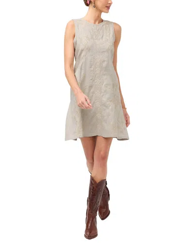 Johnny Was Linen Chevron Tank Linen Mini Dress In Gray