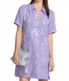 Johnny Was Linen Henley Collared Dress Winona In Persian Violet In Purple