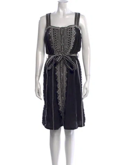 Pre-owned Johnny Was Linen Knee-length Dress In Black