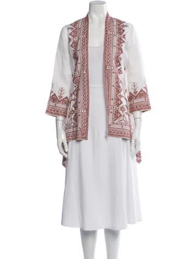 Pre-owned Johnny Was Linen Printed Jacket In Multicolor