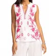 Johnny Was Linen Ruffle Neck Tank Orla In White In Multi