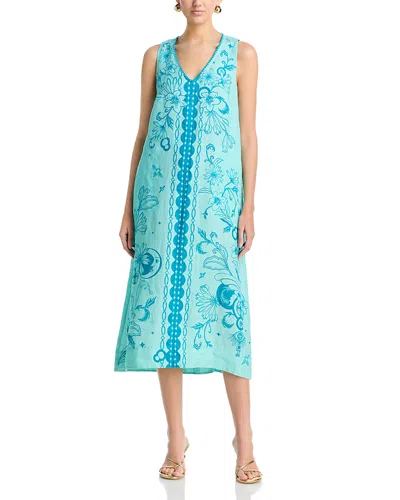 Johnny Was Linen Tank Dress In Blue