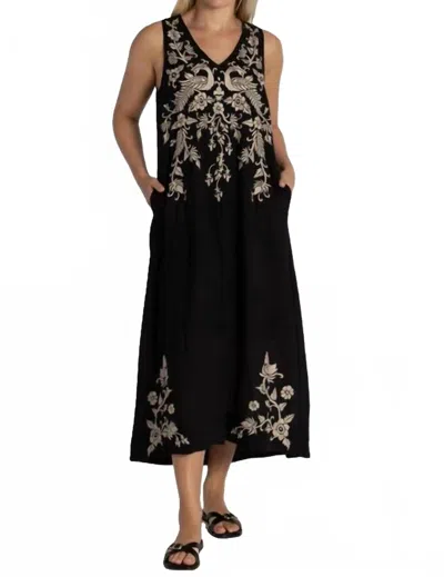 Johnny Was Linen Tank Dress (slip) Kamala In Black