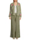 Johnny Was Linen Workwear Jacket Catia In Tortoise In Green