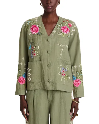 Johnny Was Linen Workwear Top In Tortoise