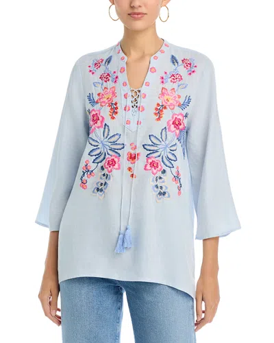 Johnny Was Liriel Tie Front Blouse In Blue