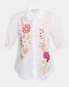Johnny Was Lisbon Floral-embroidered Cotton Shirt