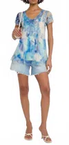Johnny Was Lisette Embroidered Bird-print Mesh Blouse In Blue