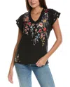 Johnny Was Lissa Flutter Sleeve T-shirt In Black