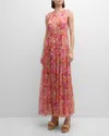 Johnny Was Logan Tiered Floral-print Chiffon Maxi Dress In Fabiola