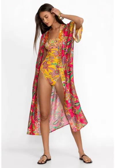 Johnny Was Long Kimono In Sunshine And Flamingo In Multi