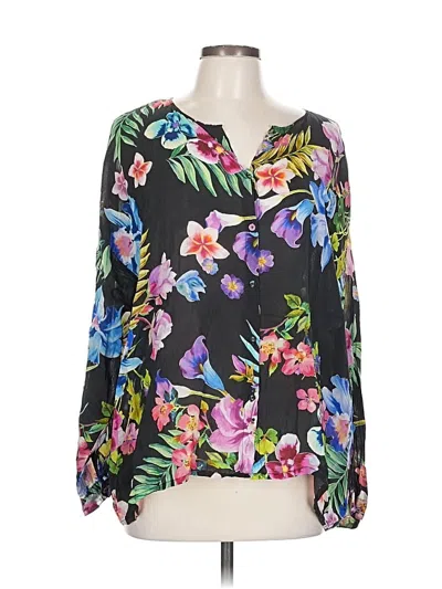 Pre-owned Johnny Was Long Sleeve Blouse In Black