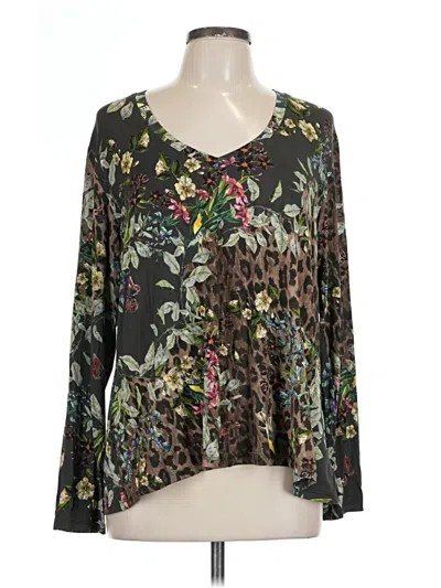 Pre-owned Johnny Was Long Sleeve Blouse In Black