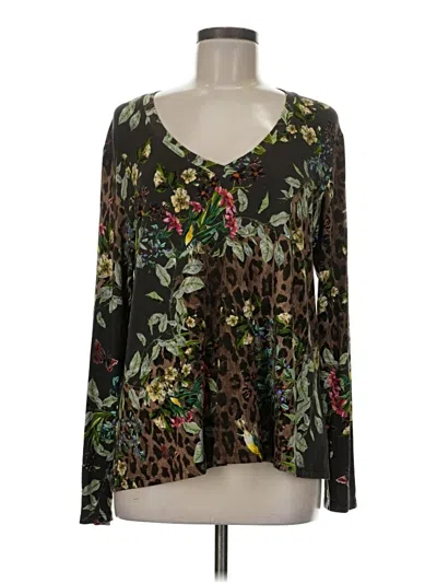 Pre-owned Johnny Was Long Sleeve Blouse In Black