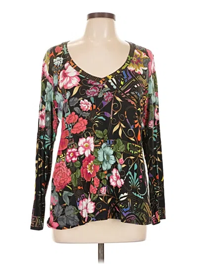 Pre-owned Johnny Was Long Sleeve Blouse In Black