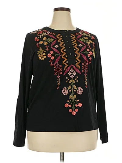 Pre-owned Johnny Was Long Sleeve Blouse In Black