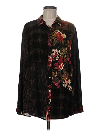 Pre-owned Johnny Was Long Sleeve Blouse In Black