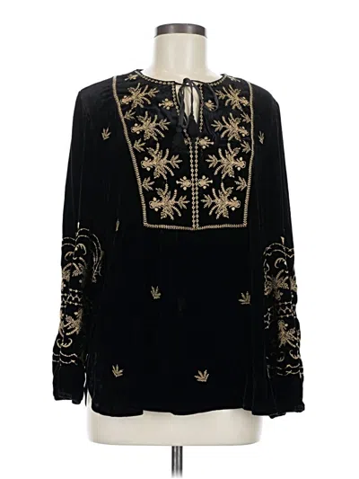 Pre-owned Johnny Was Long Sleeve Blouse In Black