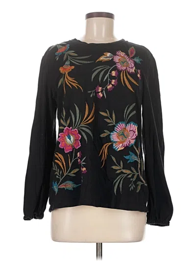 Pre-owned Johnny Was Long Sleeve Blouse In Black