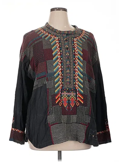 Pre-owned Johnny Was Long Sleeve Blouse In Black