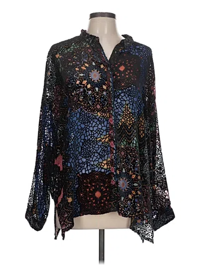 Pre-owned Johnny Was Long Sleeve Blouse In Black
