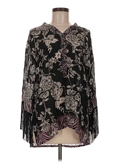Pre-owned Johnny Was Long Sleeve Blouse In Black