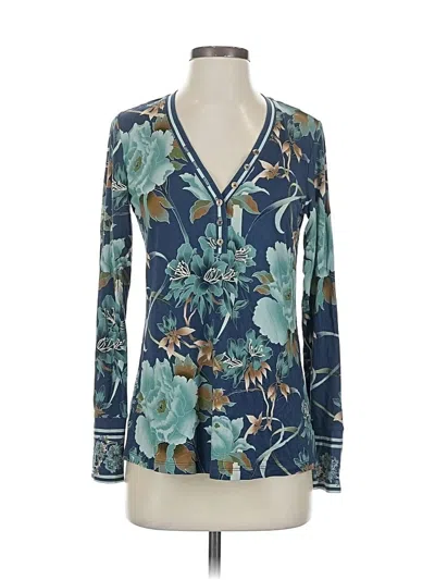 Pre-owned Johnny Was Long Sleeve Blouse In Blue
