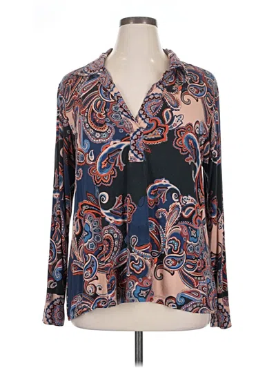 Pre-owned Johnny Was Long Sleeve Blouse In Blue