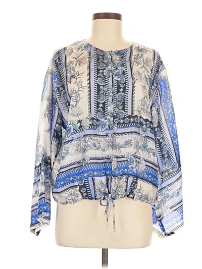 Pre-owned Johnny Was Long Sleeve Blouse In Blue