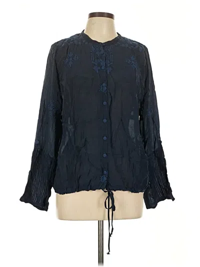 Pre-owned Johnny Was Long Sleeve Blouse In Blue