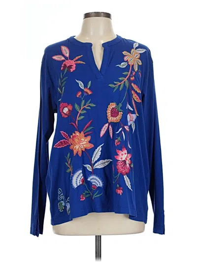 Pre-owned Johnny Was Long Sleeve Blouse In Blue
