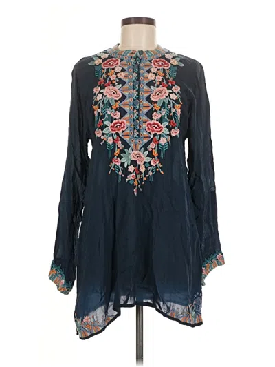 Pre-owned Johnny Was Long Sleeve Blouse In Blue