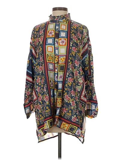 Pre-owned Johnny Was Long Sleeve Blouse In Blue
