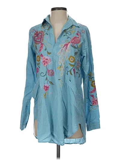 Pre-owned Johnny Was Long Sleeve Blouse In Blue