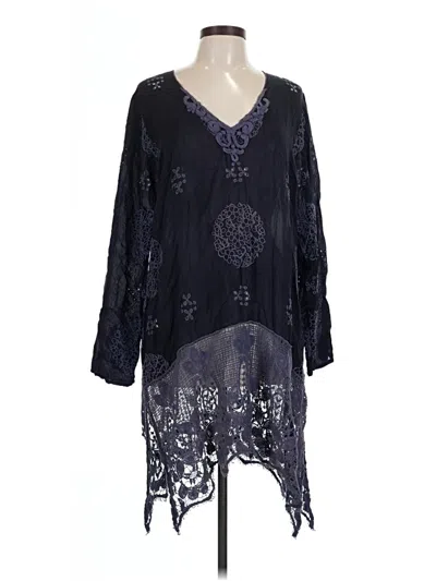 Pre-owned Johnny Was Long Sleeve Blouse In Blue