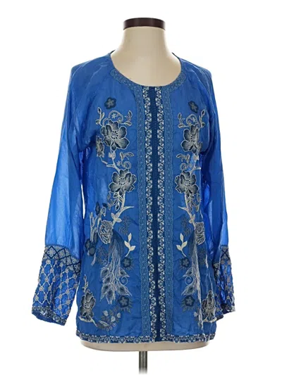 Pre-owned Johnny Was Long Sleeve Blouse In Blue
