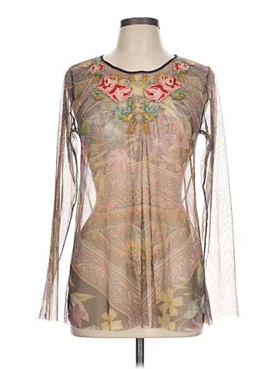 Pre-owned Johnny Was Long Sleeve Blouse In Brown