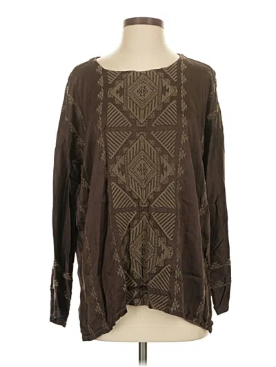 Pre-owned Johnny Was Long Sleeve Blouse In Brown